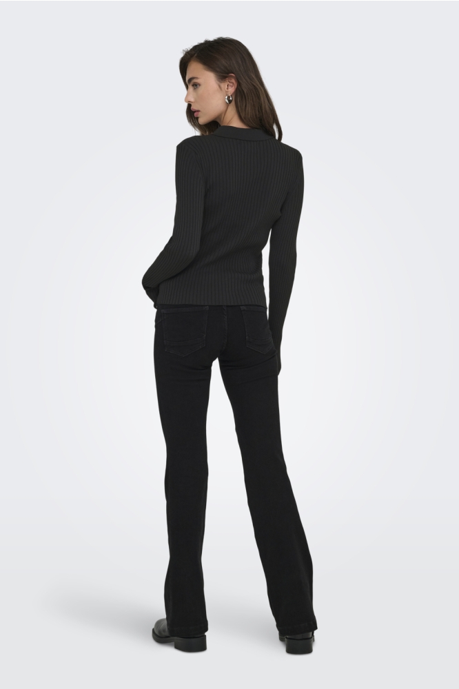 ONLELISA L/S RIB POLO RP KNT 15355354 BLACK